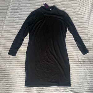 Lascana Black Dress with Lace Sleeves